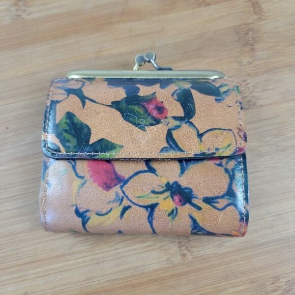 Patricia Nash Coin Purse Floral Painting Leather Wallet Flower - Picture 1 of 10